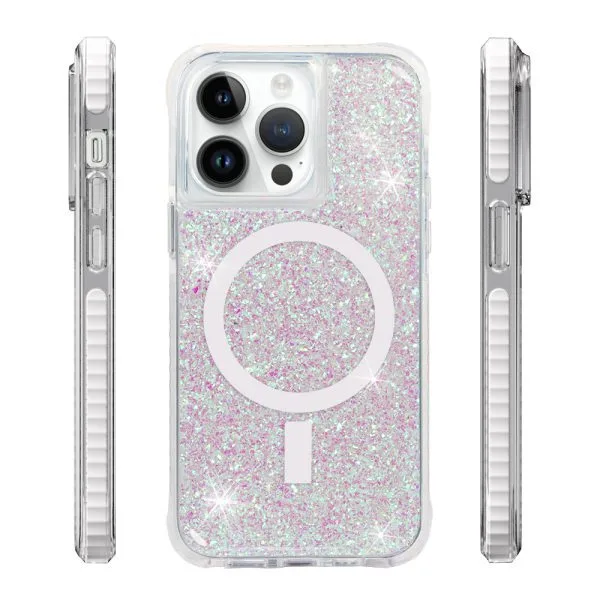 aikusu 5M Shock TPU PC TPE Glitter Resin Epoxy Magnetic Phone Cases For iPhone 16 15 14 13 12 Pro Max 1