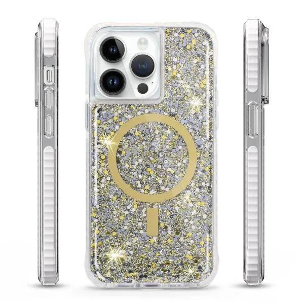 aikusu 5M Shock TPU PC TPE 3in1 Glitter Resina epossidica Custodie per telefoni per iPhone 16 15 14 13 12 Pro Max 1