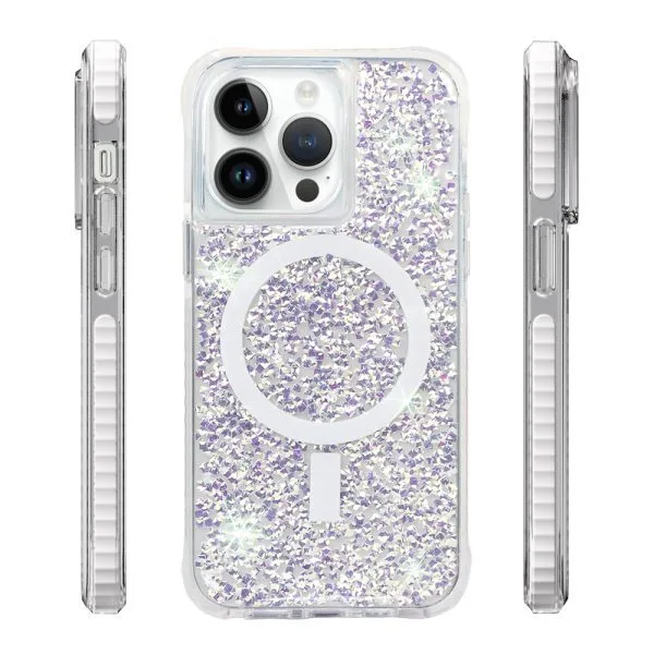 aikusu 5M Anti-Shock TPU PC TPE Glitter Resin Epoxy Magnetic Phone Cases For iPhone 16 15 14 13 12 Pro Max 1
