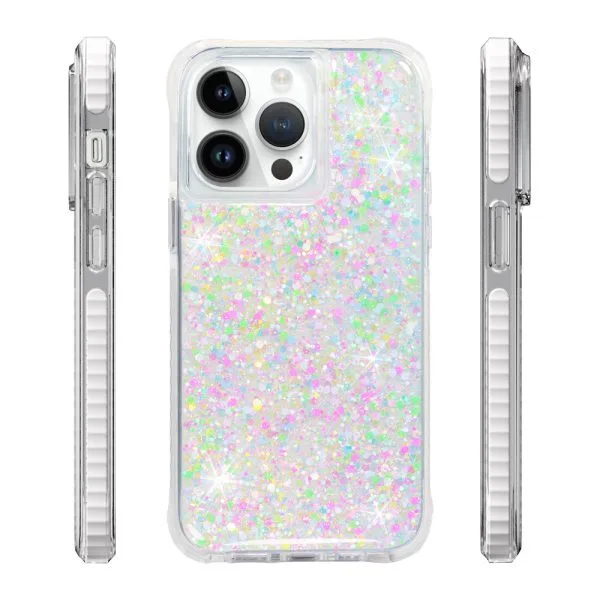 aikusu 5M Anti-impacto TPU PC TPE Glitter Resin Epoxy Phone Cases para iPhone 16 15 14 13 12 Pro Max 1