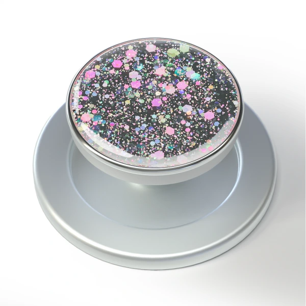 aikusu Design Universal Desk Glitter Silver Magnetic Mobile Phone Grip For iPhone 16 15 14 13 12 1