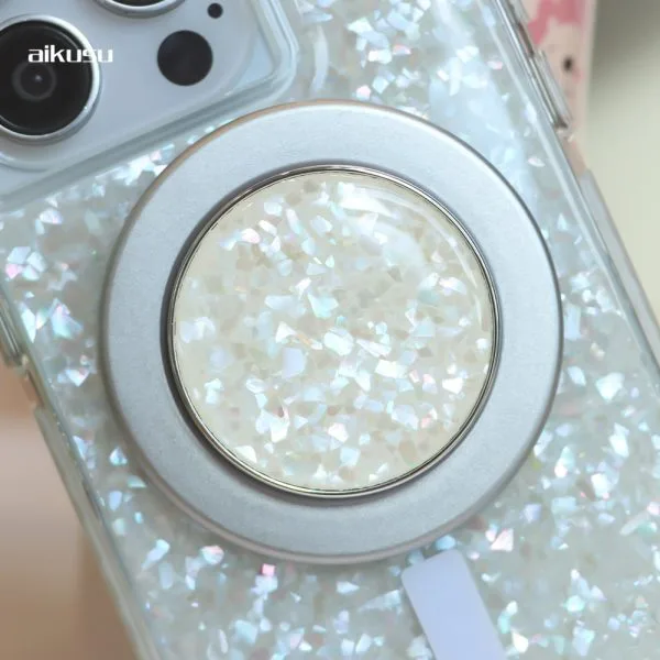 aikusu personalizado blingbling aperto magnético suporte do telefone rotação de 360 ​​graus dobrável pérola ímã aperto do telefone para iphone 16 15 14 13 12 1