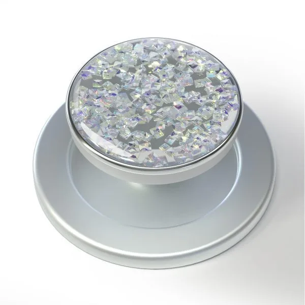 aikusu Custom 360 Rotational Silver Glitter Magnetic Phone Grip PopSocket For iPhone 16 15 14 13 12 Pro Max 1