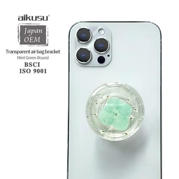 aikusu Design 360 Rotacional Orbicular Flor seca Clear Phone Pop Grip para todos los teléfonos móviles1 1