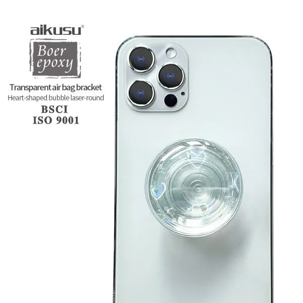 aikusu 디자인 360 회전 구형 클리어 하트 홀로그램 전화 팝 그립 모든 휴대 전화용 1