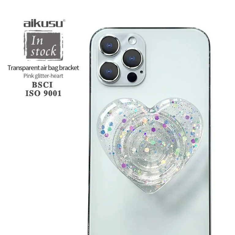 aikusu Design 360 Rotational Cordate Colorful Glitter Phone Pop Grip For All Mobile Phone Case 1