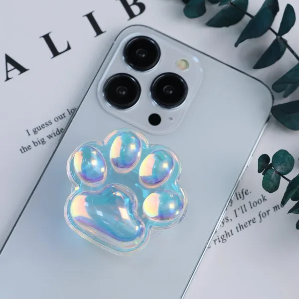 aikusu Custom 360 Rotational Resin Epoxy Cat Claw Stand Holographic Clear Phone Pop Grip For All Mobile Phone 1