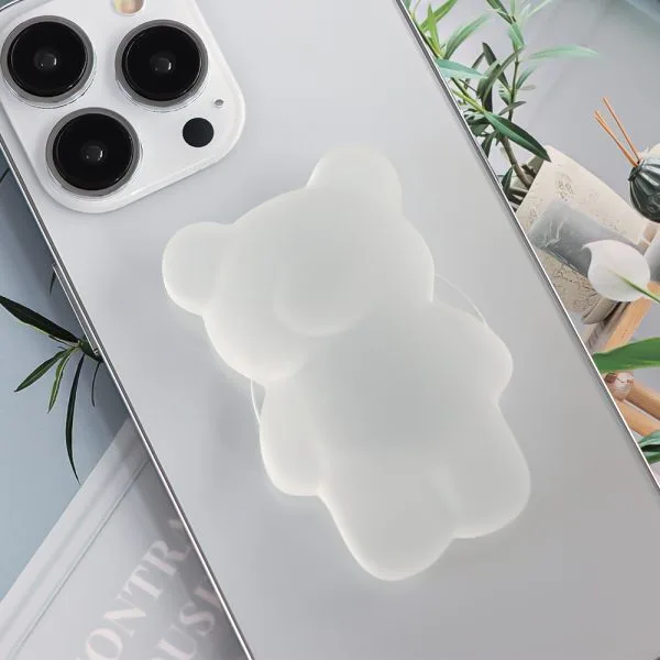 aikusu Custom 360 Rotational Resin Epoxy Bear Stand Matte Clear Phone Pop Grip For All Mobile Phone 1