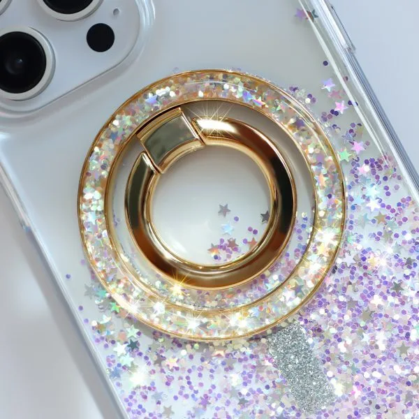 aikusu Customized Gold Personalized Universal Mobile Phone Ring Glitter Magnetic Phone Ring Holder For iPhone Grip Kickstand 1