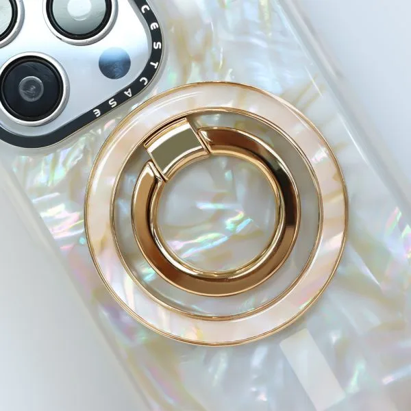 aikusu Custom Magnetic Phone Grip Ring 360 Degree Rotation Pearl Magnet Phone Grip Kickstand For Iphone 16 15 14 13 12 11 Series 1