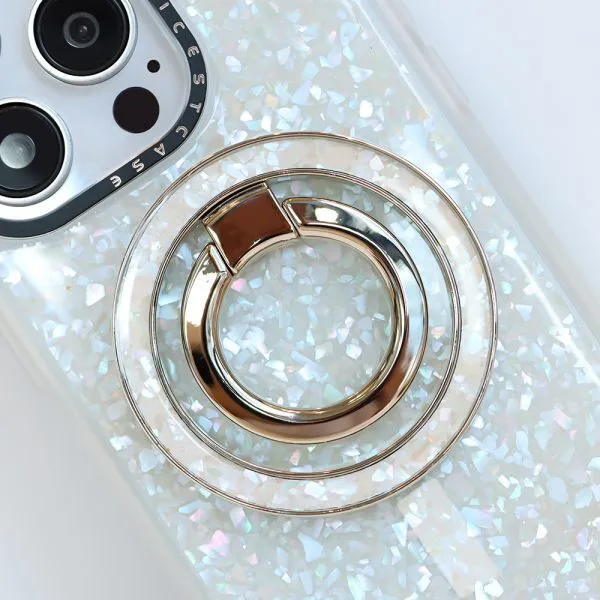 aikusu Custom Magnetic Mobile Phone Holder 360 Degree Rotation Pearl Magnet Phone Grip Ring Stand For Iphone 16 15 14 13 12 11 Series 1