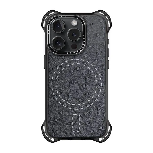 aikusu 7.5M ShockProof PU Leather Phone cover TPU PC Ostrich Skin Pattern Magnetic Phone Cases For iPhone 16 15 14 13 Pro Max 1