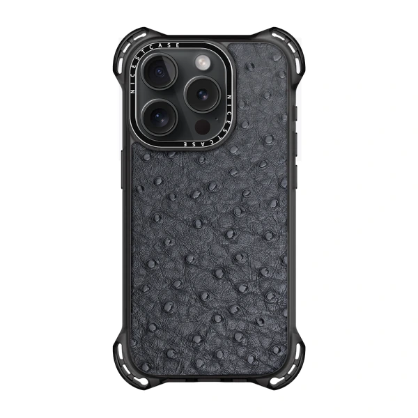 aikusu 7.5M Anti-impact PU Leather Phone cover TPU PC Ostrich Skin Pattern Phone Cases For iPhone 16 15 14 13 Pro Max 1