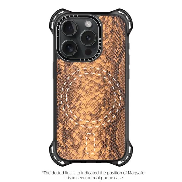 aikusu 7.5M Anti-impatto PU Custodia in pelle per telefono TPU PC Modello di pelle di pitone Custodia magnetica per telefono per iPhone 16 15 14 13 Pro Max 1