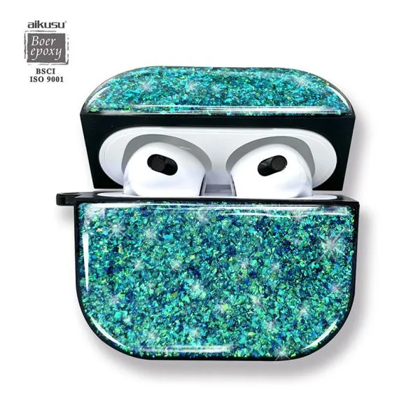 aikusu Design Luxury Girl Bling Star Glitter Resin Epoxy Earphone Case For Airpod 1