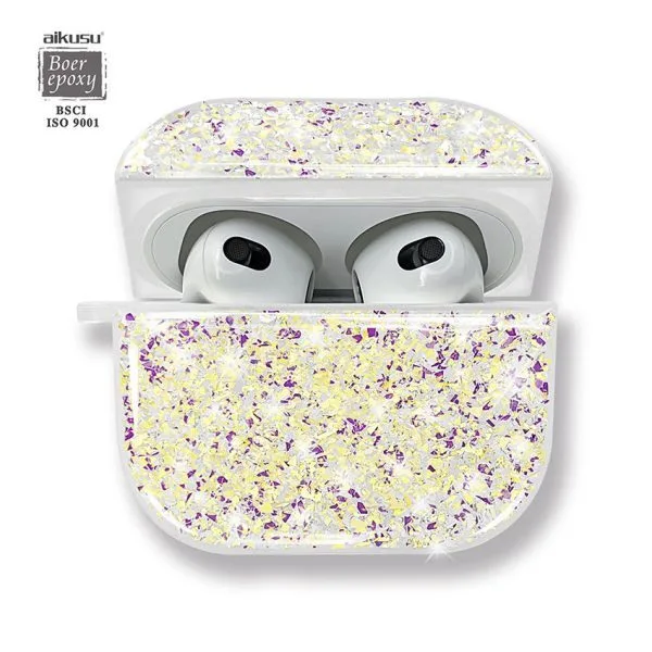 aikusu Cutom Luxury Girl Bling Yellow Glitter Earphone Case For Airpod 1