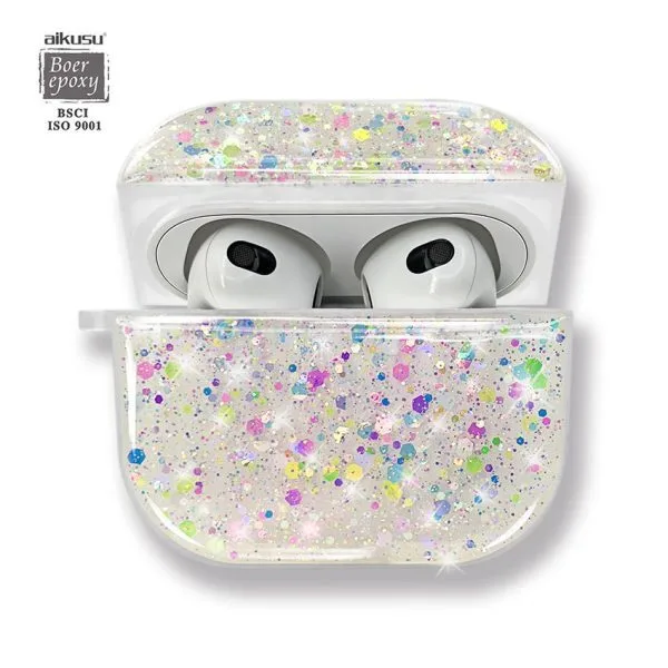 aikusu Cutom Luxury Girl Bling Star Glitter Earphone Case For Airpod 1