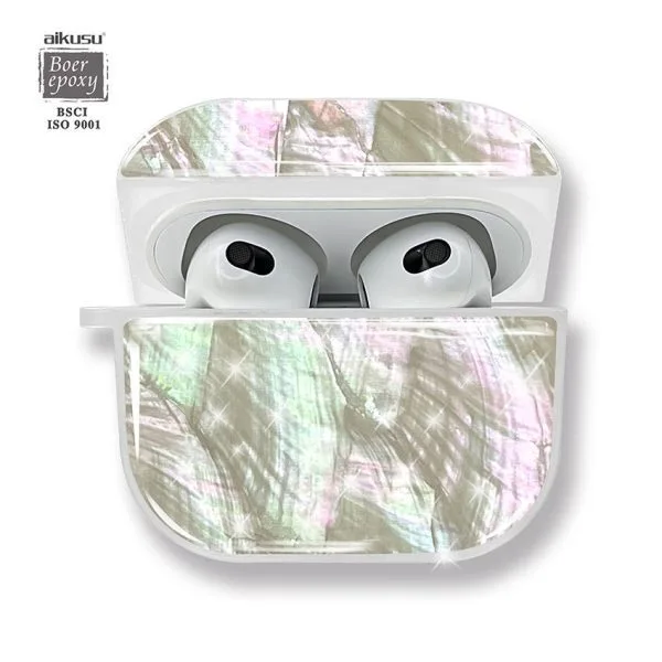 aikusu 奢華女孩酷炫珍珠母貝耳機盒適用於 Airpod 1
