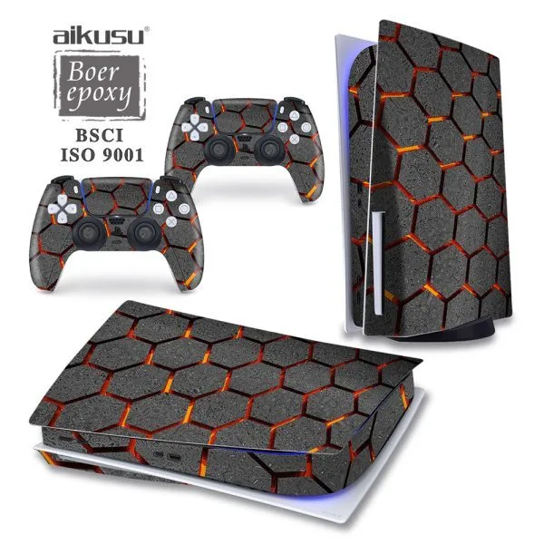 aikusu Custom Vinyl Decorative Diy Carbon Fibre Style Green Skin Sticker Decal For Ps5 Console Controller Disc Digital1 1
