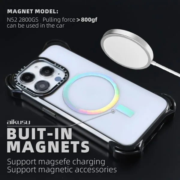 Aikusu 7.5M Shockproof TPU Clear Blank Phone Case Wholesale Custom Magnetic Phone Case for Iphone 16 15 14 13 Pro Max Case-1 5