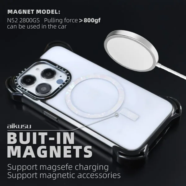 Aikusu 7.5M Impact Transparent Phone Cases Blank Wholesale TPU Magnetic Phone Case Design for IPhone 15 14 13 Pro Max Cases-1 5