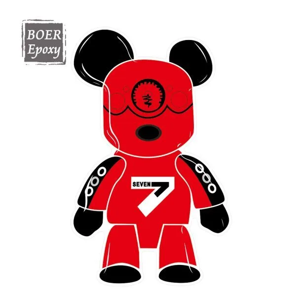 aikusu Custom Red Bear Resin Epoxy Label For Phone Case Refrigerator Laptop Computer etc 1