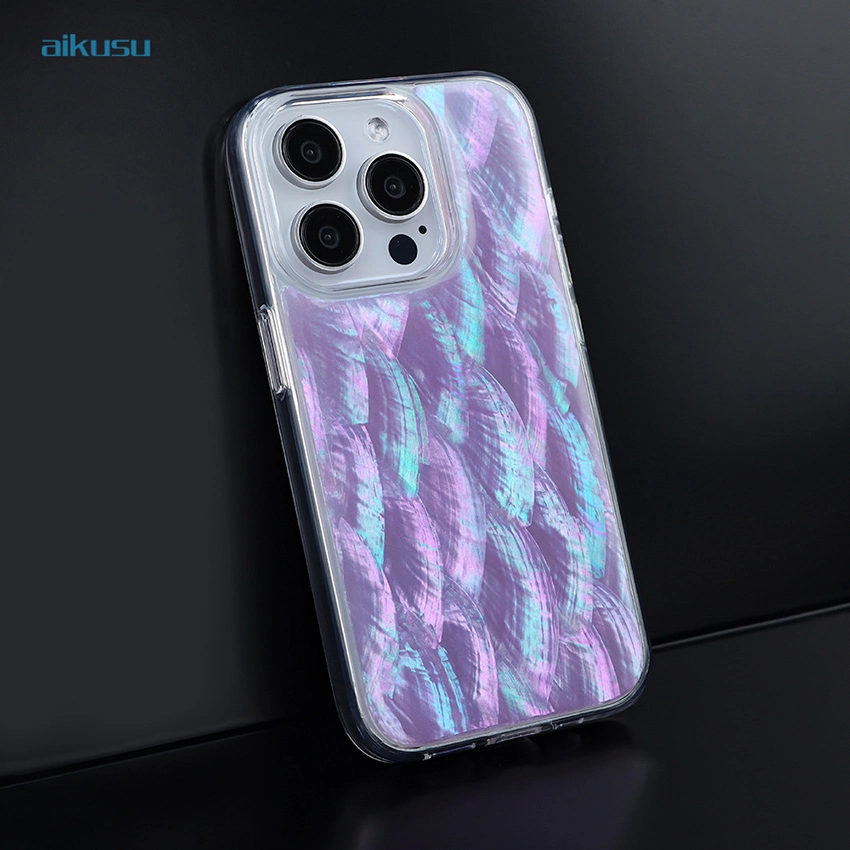 Unique shining purple 1.5M anti shock mother of pearl phone case custom provider aikusu 1