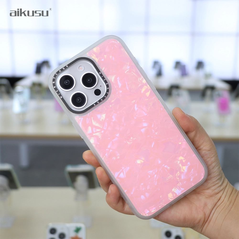 Shining pink 3M anti shock mother of pearl phone case customization provider aikusu 1