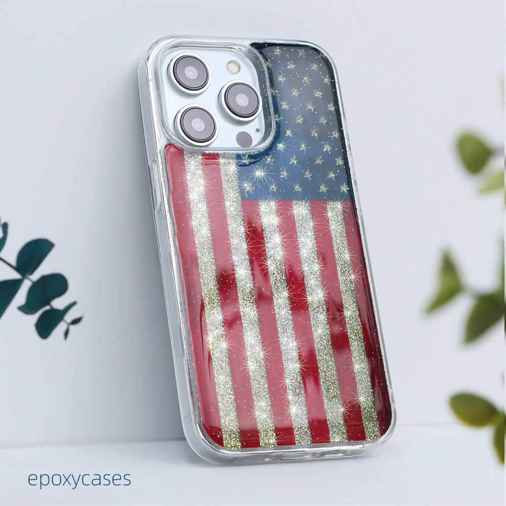 American flag 1.5m anti shock UV printed glitter phone case custom OEM/ODM manufacturer 1