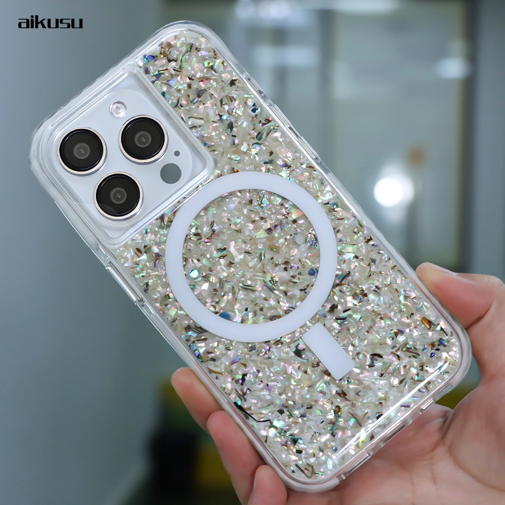 Brightly colored and striking  5m  drop proof anti shock UV printing New Zealand mother of pearl magnetic mobile phone case ODM/OEM  supplier aikusu 1