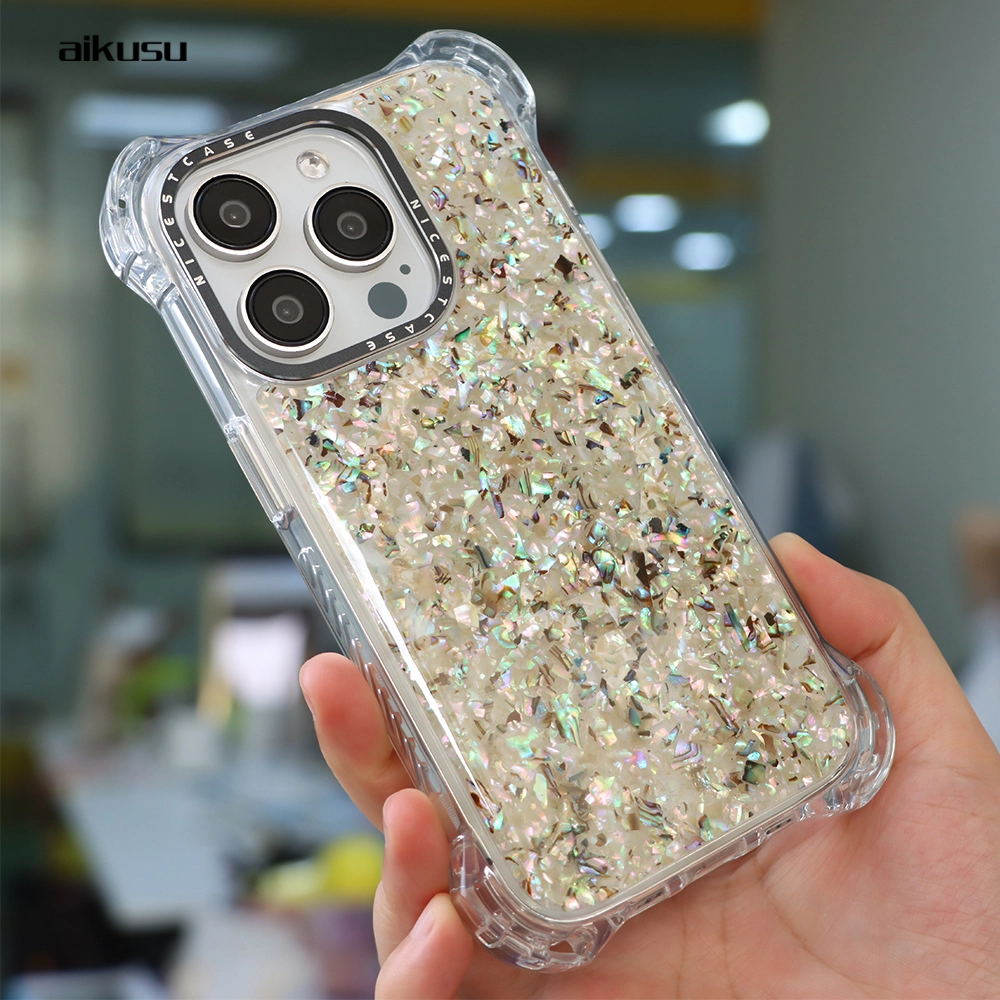 Coque de téléphone aux couleurs vives et frappantes, résistante aux chutes de 7,5 m, anti-choc, coquillages, nacre, impression UV, fournisseur d'achat en gros, aikusu 1