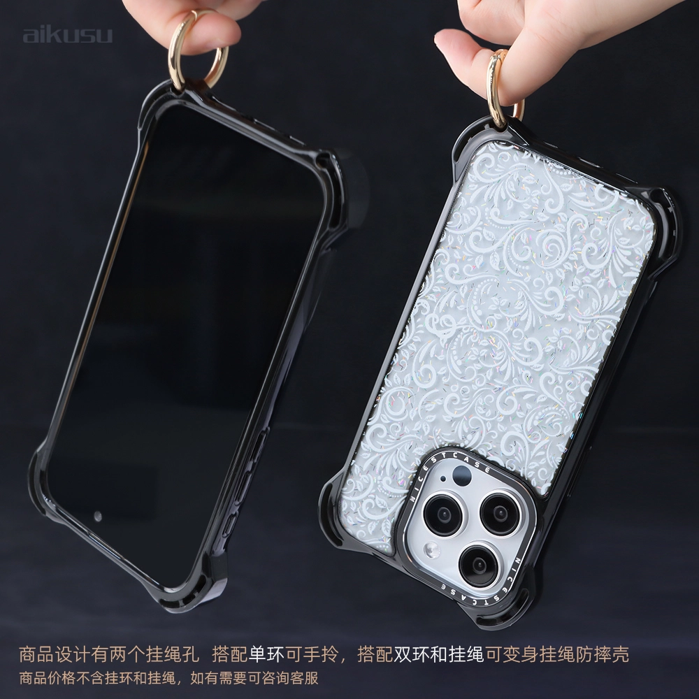 Semi-transparent 7.5m drop proof anti shock UV printed glitter phone case customized supplier aikusu 1