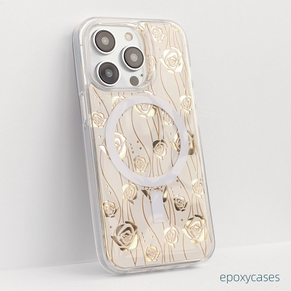 Caja para teléfono móvil con espejo de impresión UV rosa antigolpes a prueba de caídas transparente dorada de 1,5 m fabricación personalizada aikusu 1