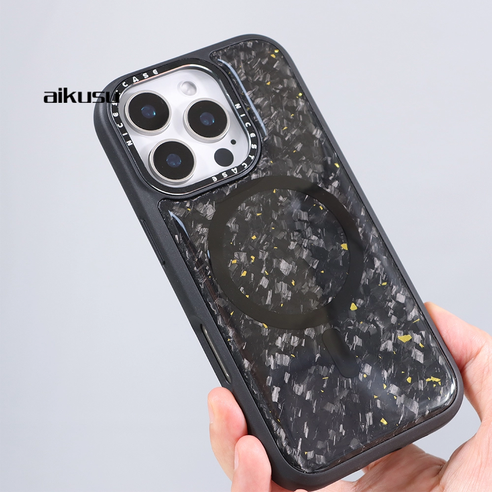 Custodia magnetica per cellulare aikusu 3m antiurto a prova di caduta in fibra di carbonio forgiata F246 1