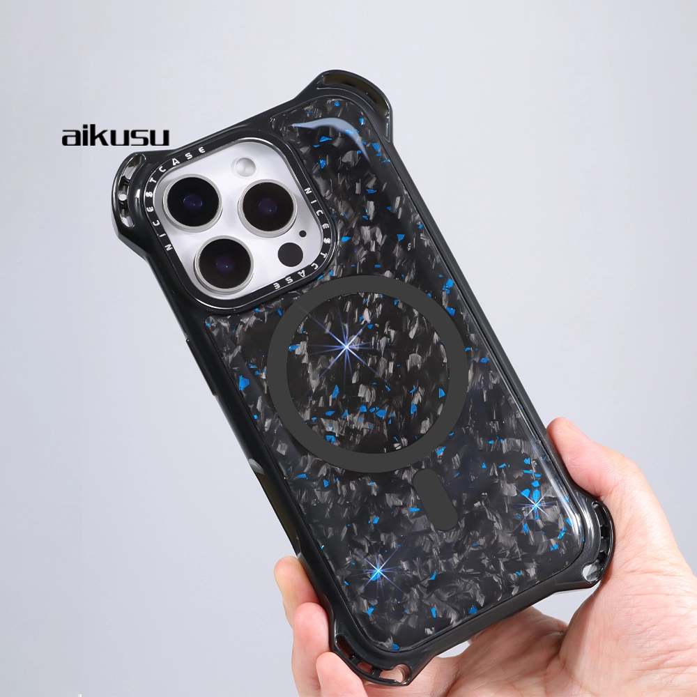 aikusu 7.5m anti shock drop-proof forged carbon fiber mobile phone case magnetic mobile phone case E266 1
