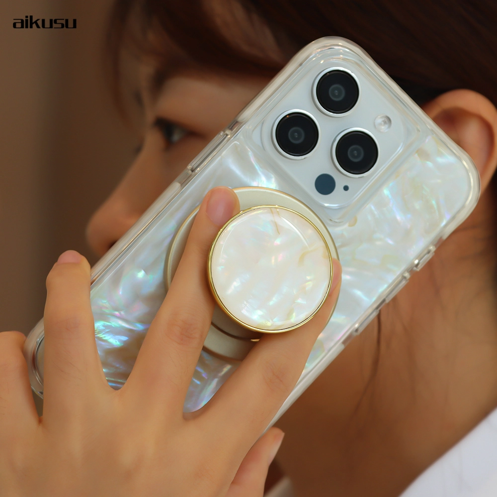 aikusu Agarre para teléfono con airbag de nácar natural K128 1
