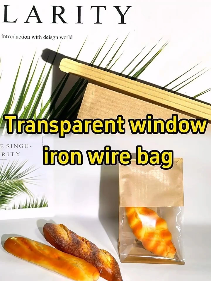Custom Printed White Kraft Paper Bags Tin tie window bag for bread1 1