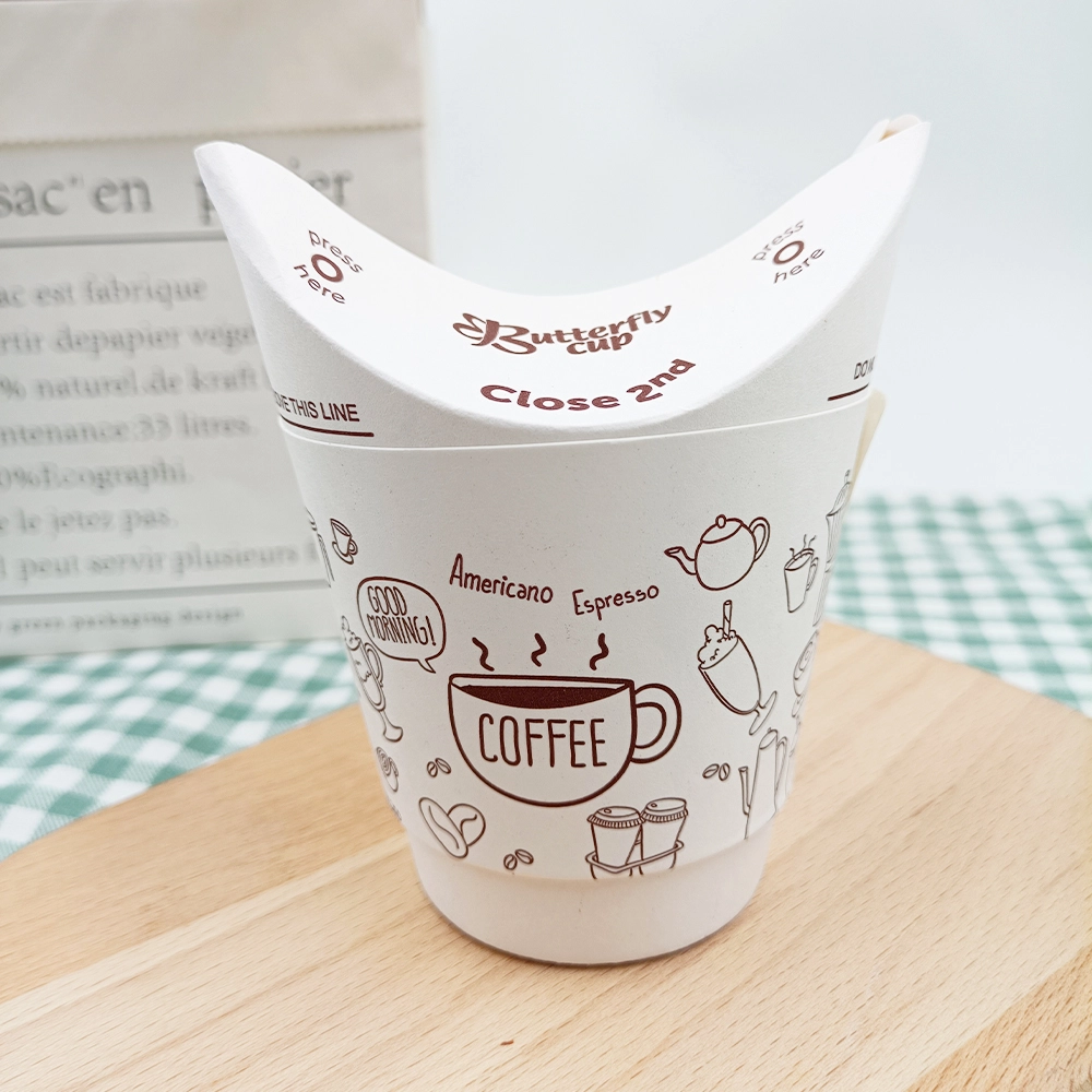 Double Wall Kraft Paper Foldable Cup For Ice Cream Food Containers Recyclable Material Logo Printing 1