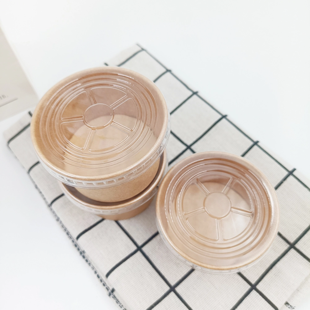 Custom Logo Mini Size Disposable Food Packaging Kraft Soup Ice Cream Sauce Bowl With Lid 1