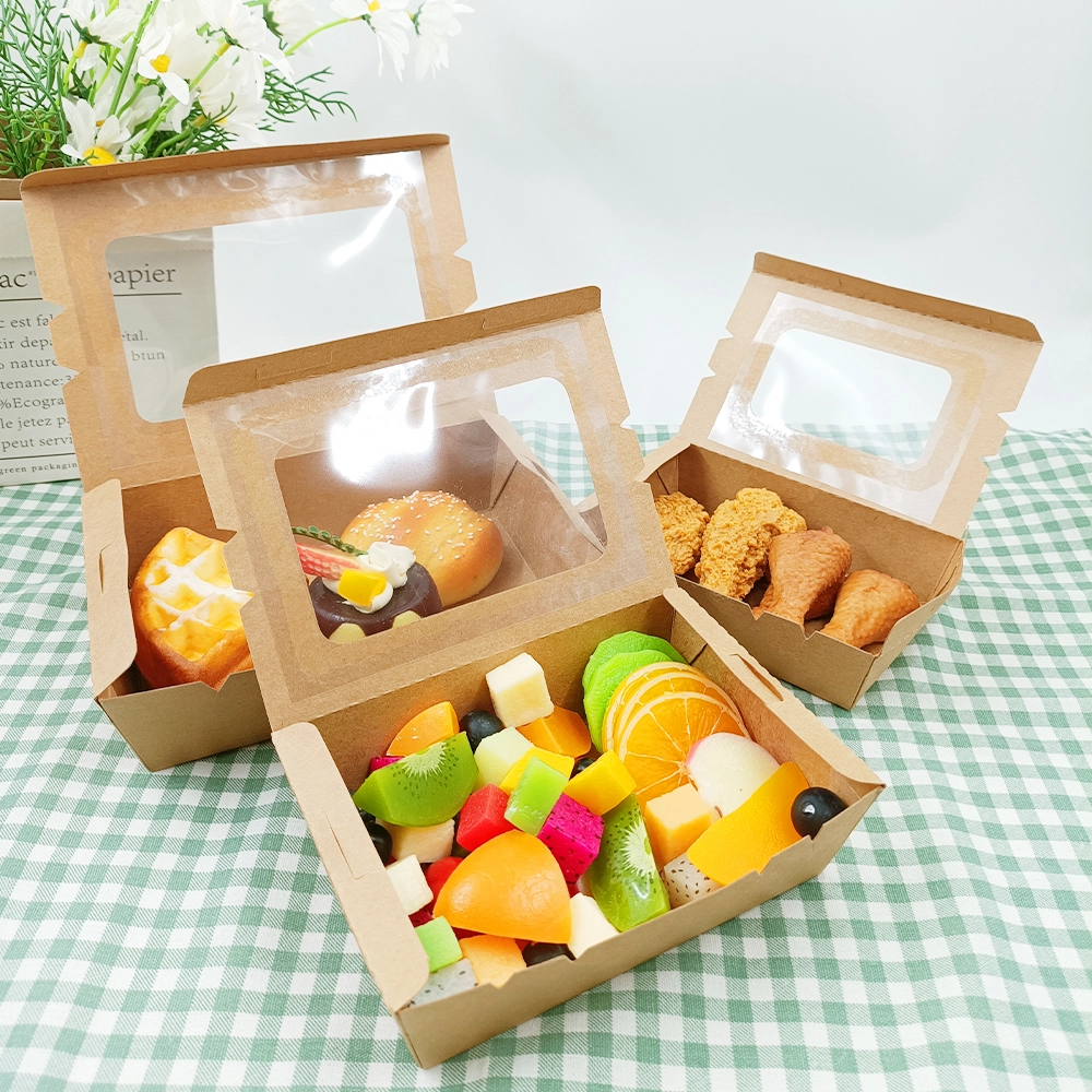 Custom Logo Size Biodegradable Kraft Food Grade Paper Lunch Box for Salad Hot Food Takeaway 1