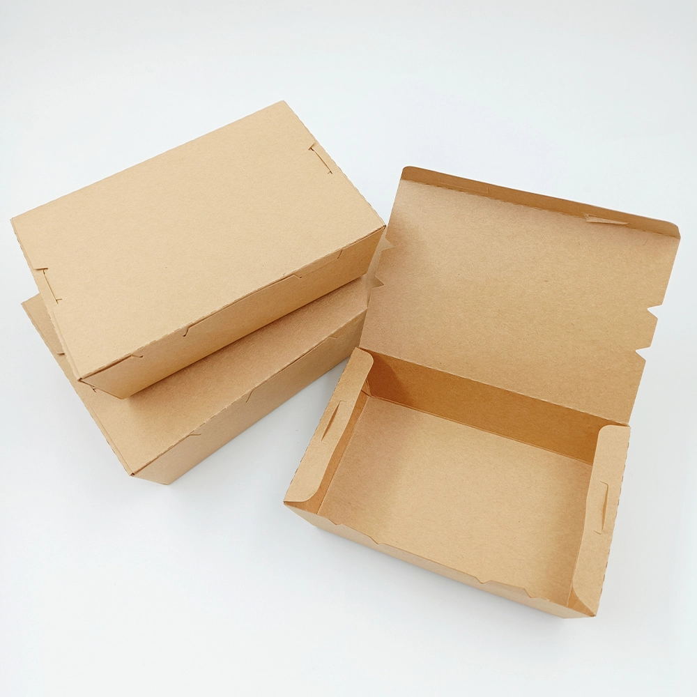Eco Friendly Biodegradable Brown Kraft Food Grade Paper Lunch Box for Salad Hot Food Takeaway 1