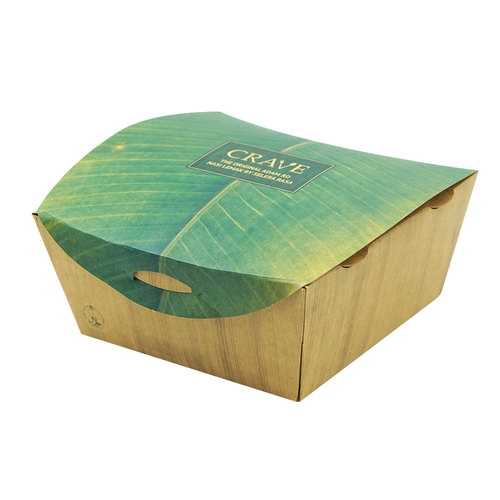 Custom Design logo Eco Friendly Biodegradable White Kraft Food Grade Paper Lunch Box 1