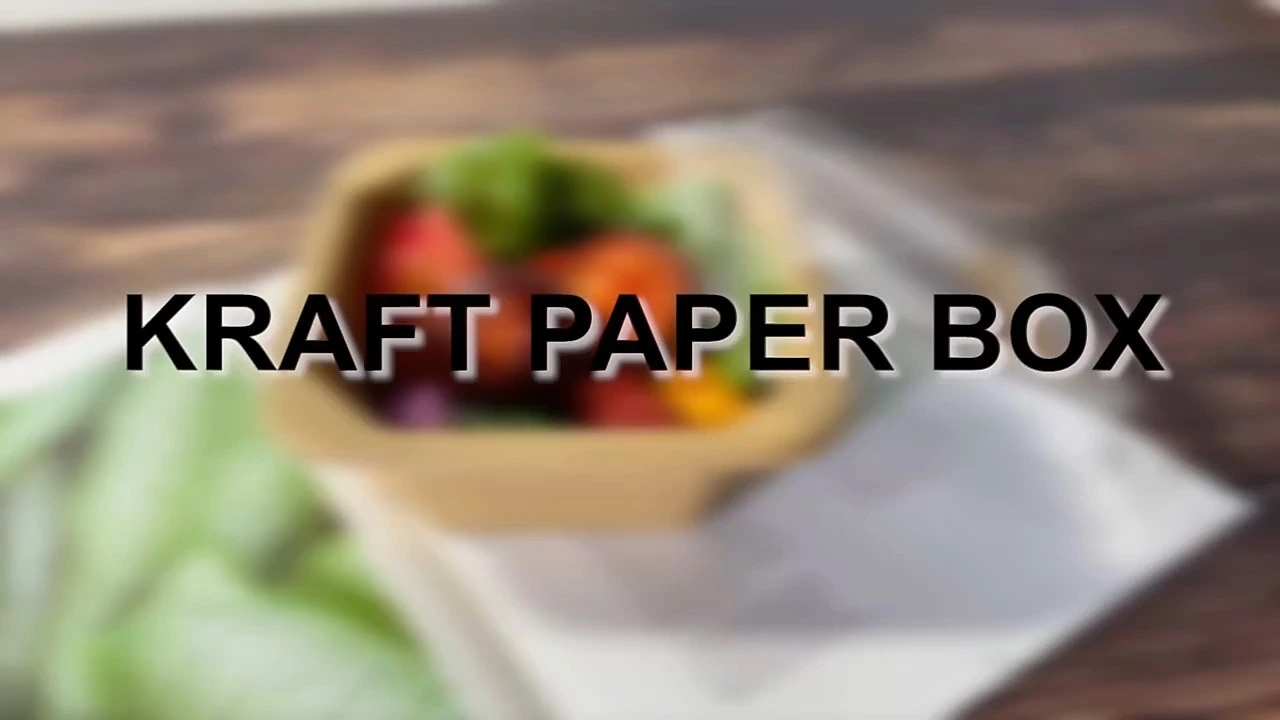 Eco Friendly Biodegradable Disposable Kraft Rectangular Salad Paper Box With Lid 1