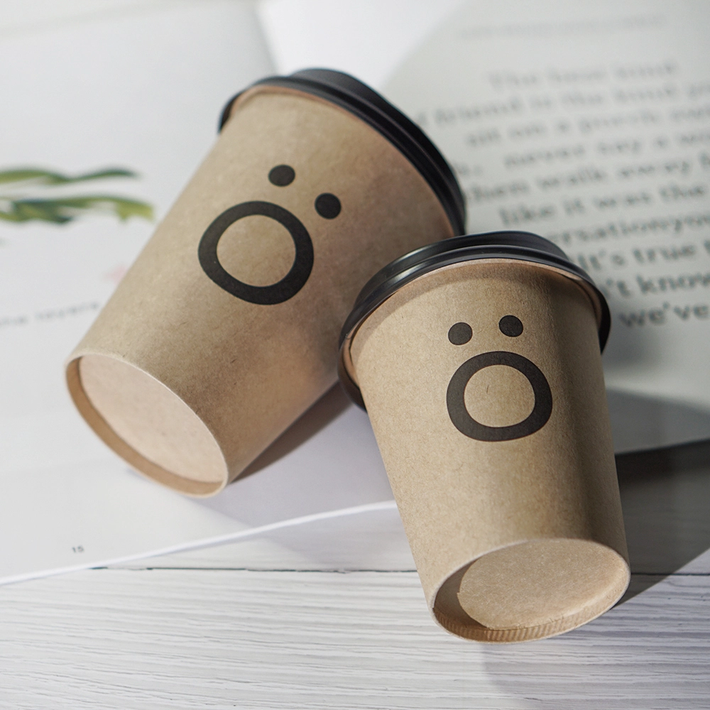 Custom Logo Disposable Single Wall Kraft Paper Cup Hot/Cold Drink Coffee Paper Cup With Lid 1