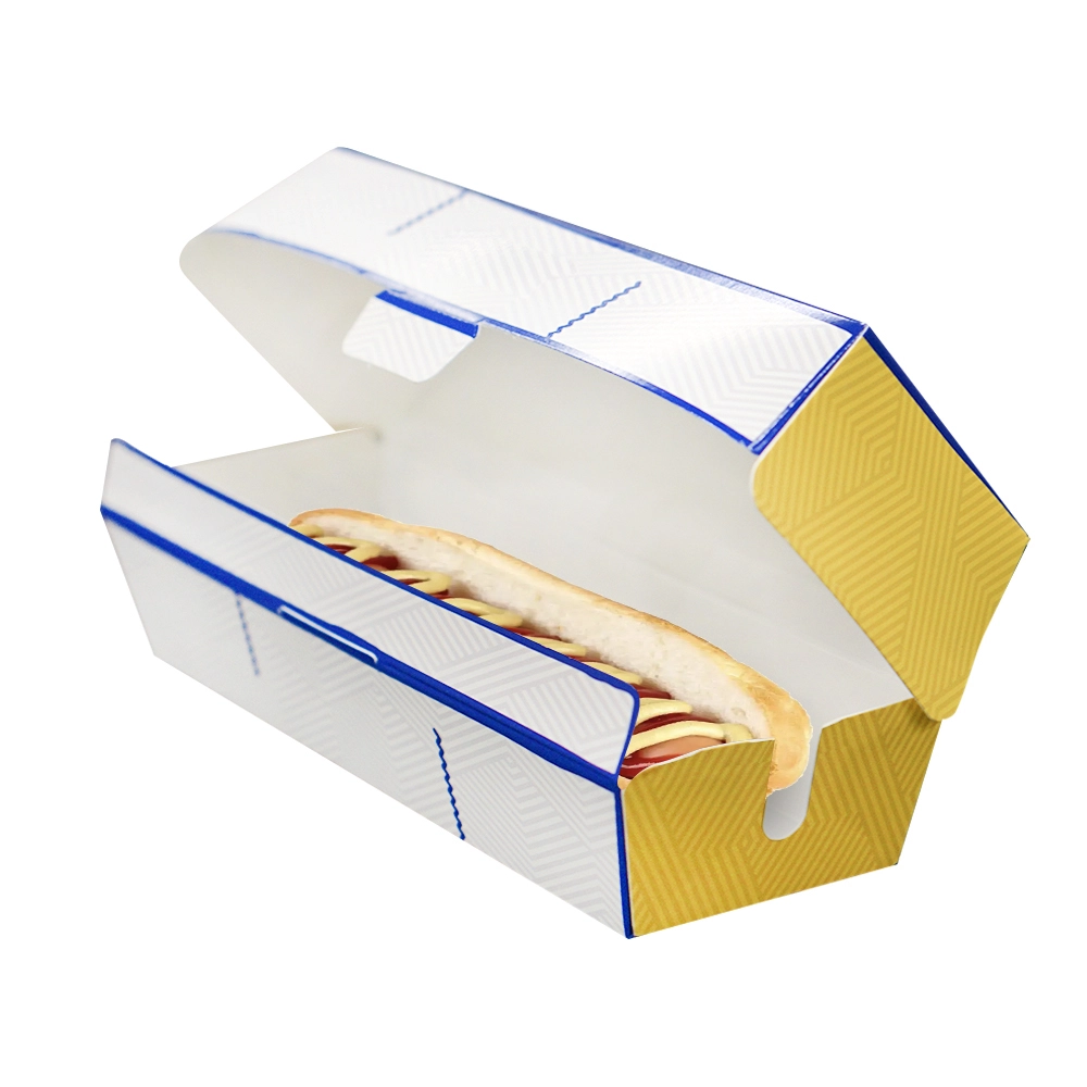 Boîte de papier de hot-dog de récipient de papier de catégorie comestible biodégradable d'impression faite sur commande 1