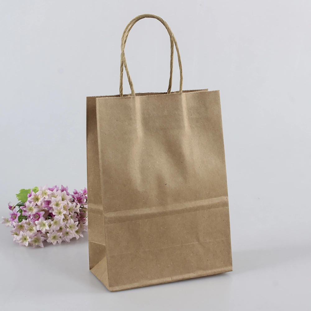 Custom Printed Design Recyclable Shopping Gift Bag Brown Black White Kraft Paper Bags With Handle 1