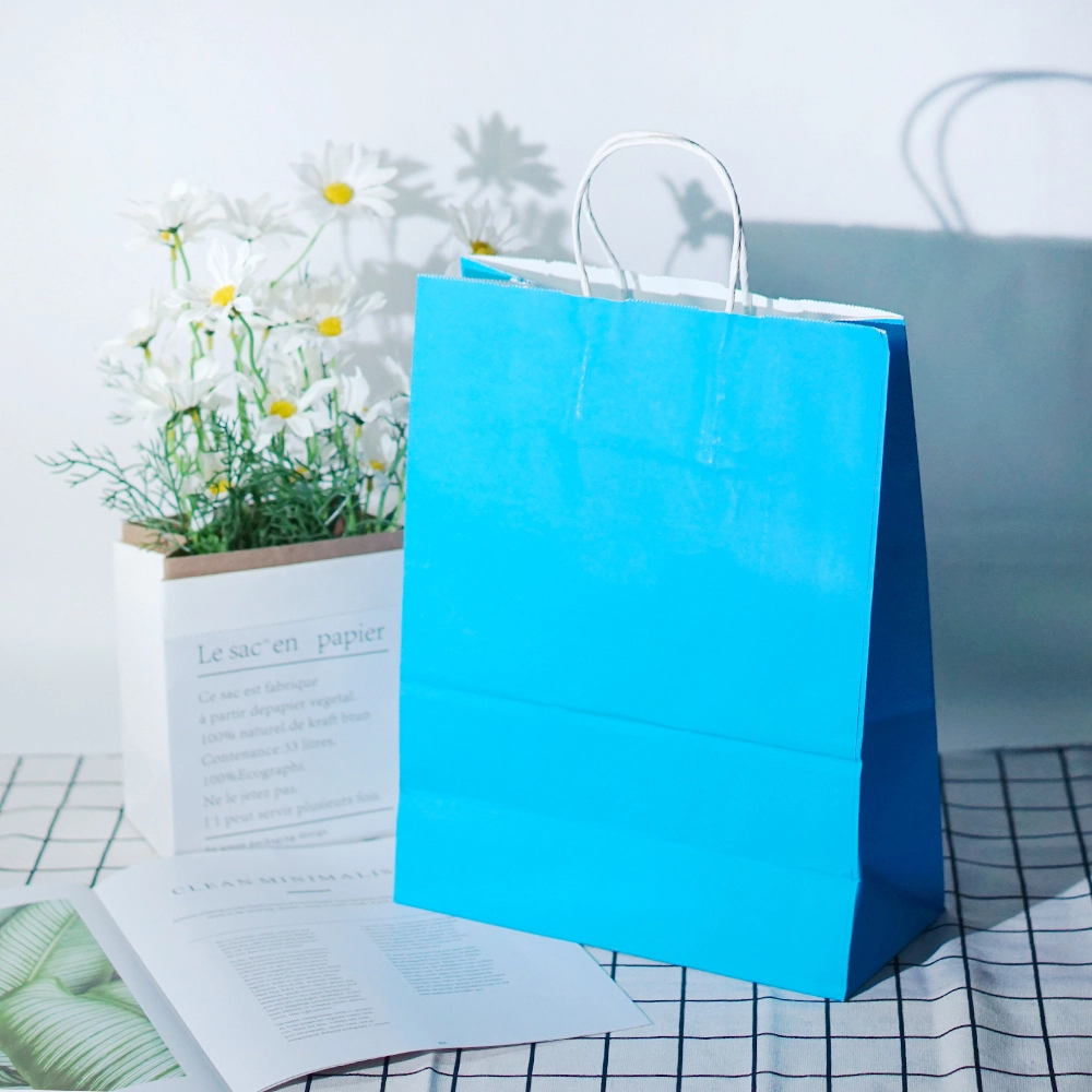 Custom Printed Kraft Paper Bags With Handle Eco Friendly Recyclable Shopping Gift Bag 1