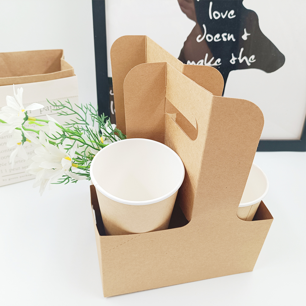 Custom Print Biodegradable 4 Cup Drink Carrier Tray1 | Leabonpack