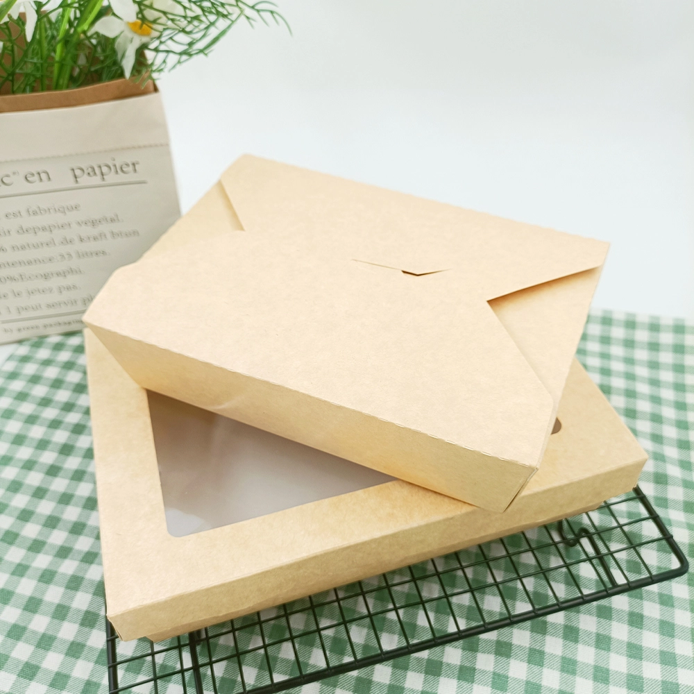 Custom Design Eco Friendly Food Grade Paper Lunch Box for Food Takeaway With Window 1