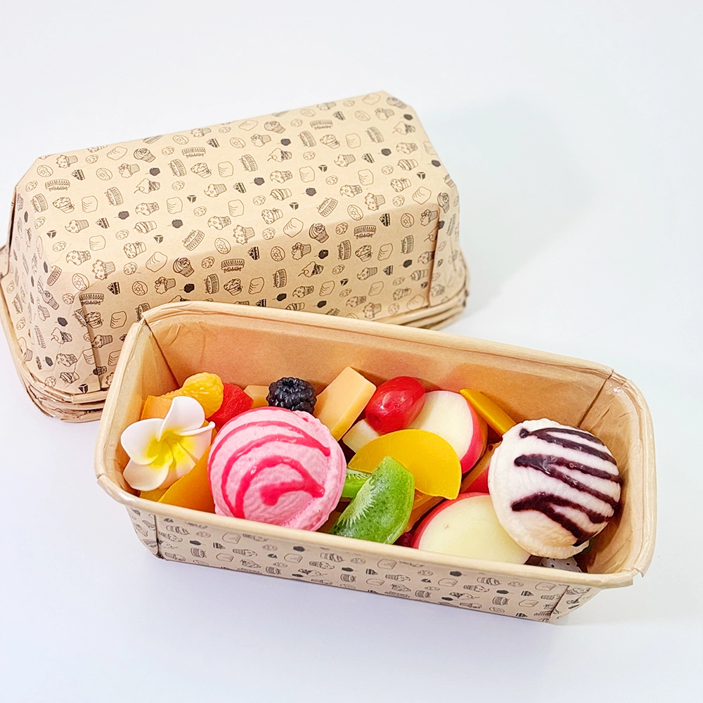 Custom print Biodegradable Food Grade Paper Container Kraft Paper Cake Box Tray 1
